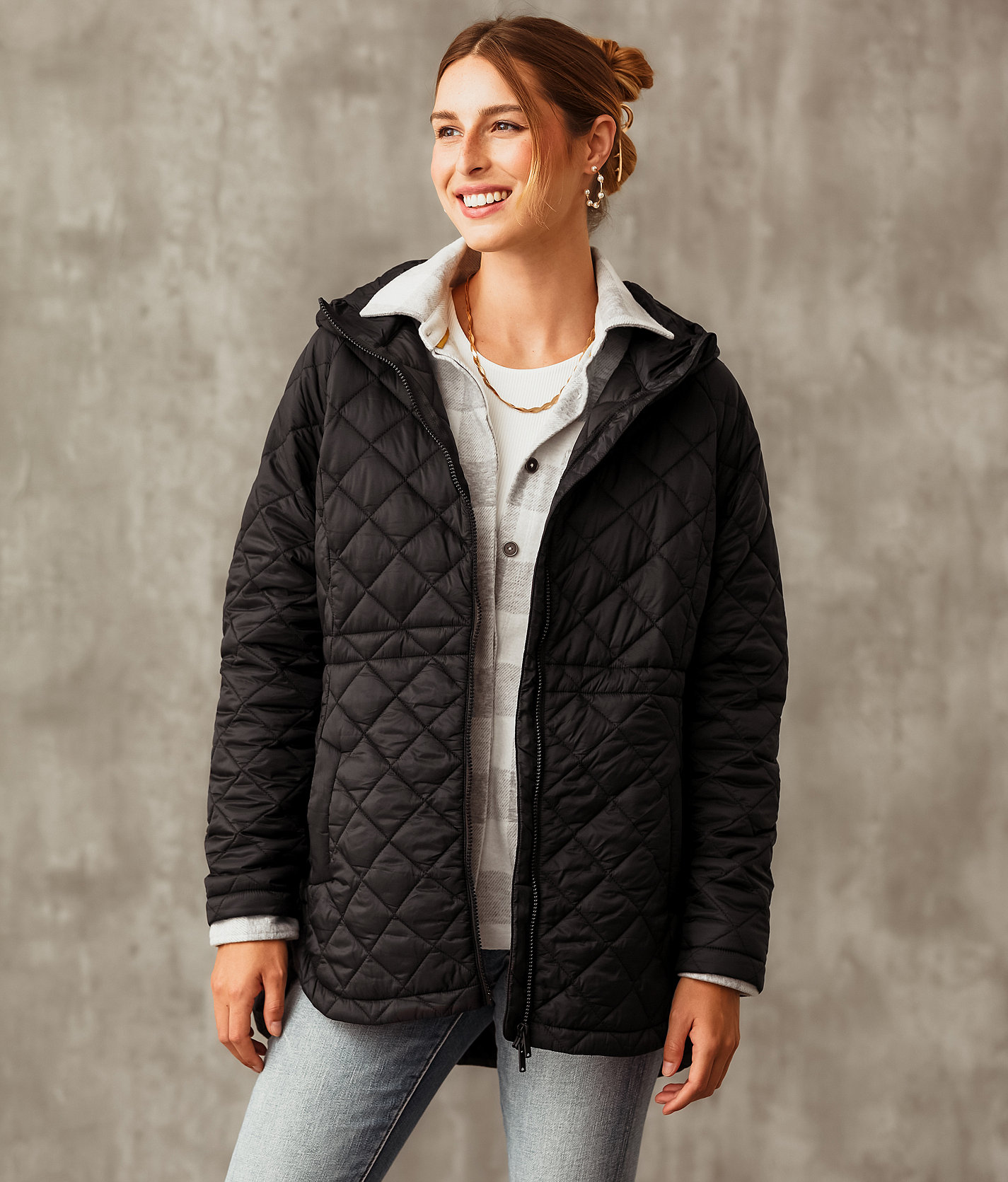 Buckle Black Quilted Puffer Jacket - Women's Activewear in Black