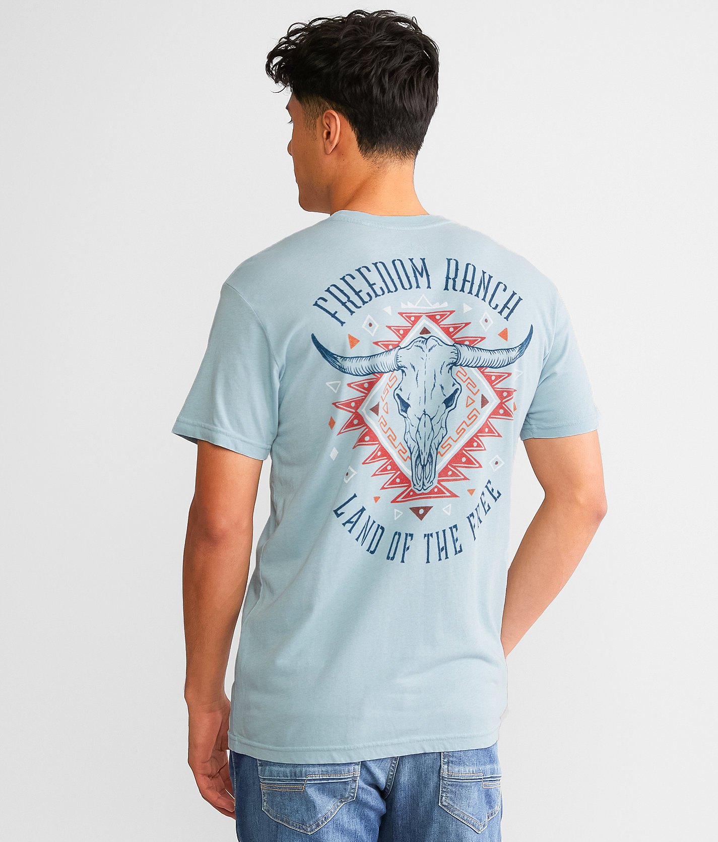 Freedom Ranch Roam Skull T-Shirt - Men's T-Shirts in Slate Blue