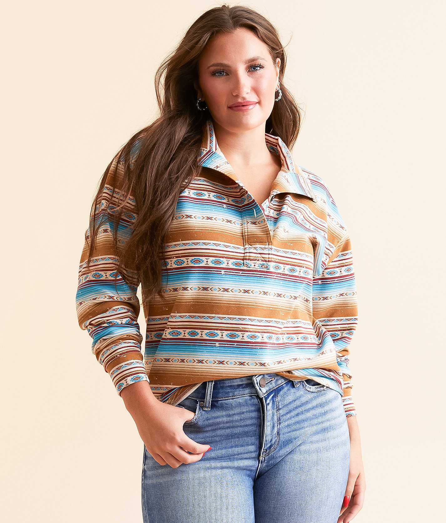 Ariat Hometown Henley Pullover - Women's Sweatshirts in Fallon Serape