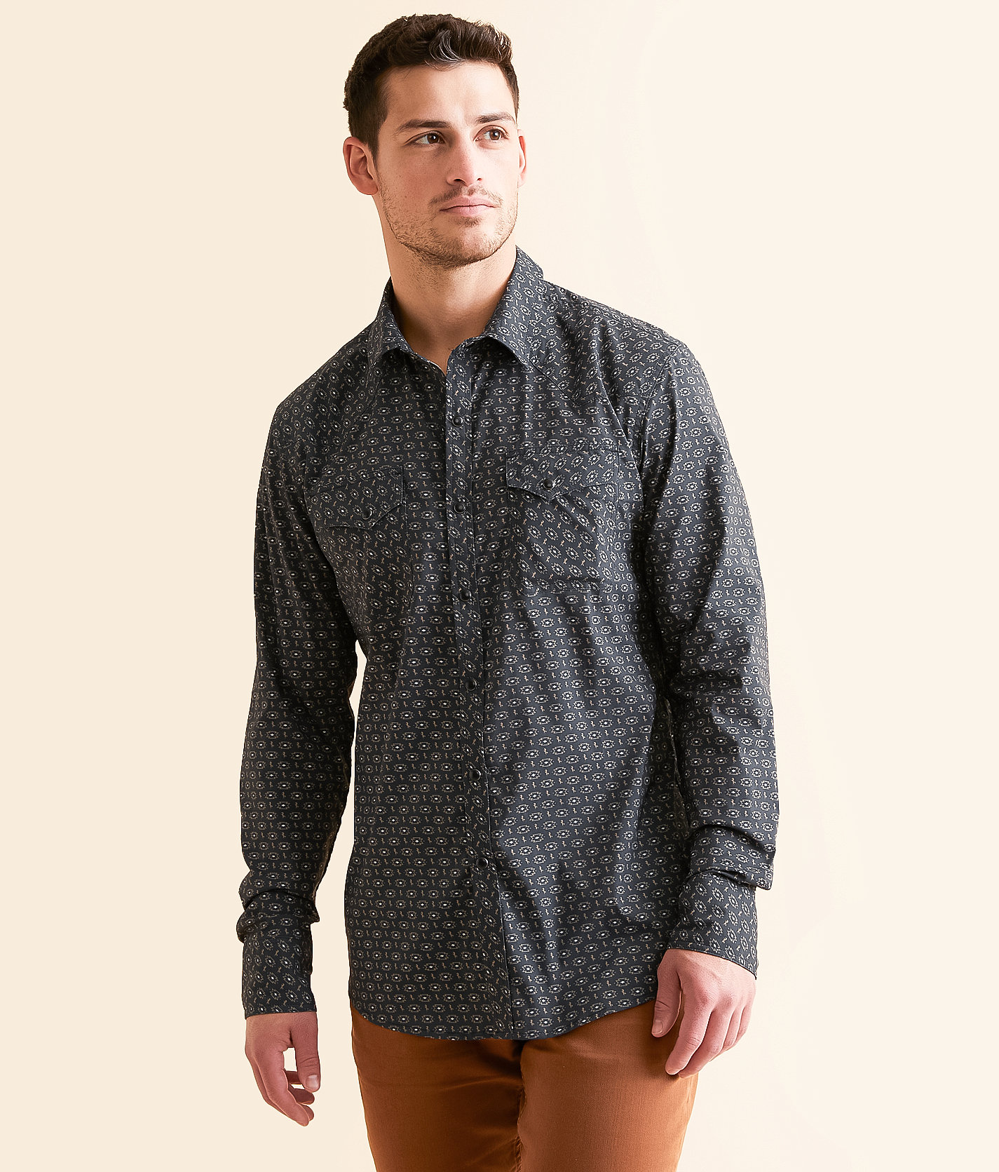 Gentry County Western Athletic Performance Stretch Shirt - Men's Shirts in Black Brown