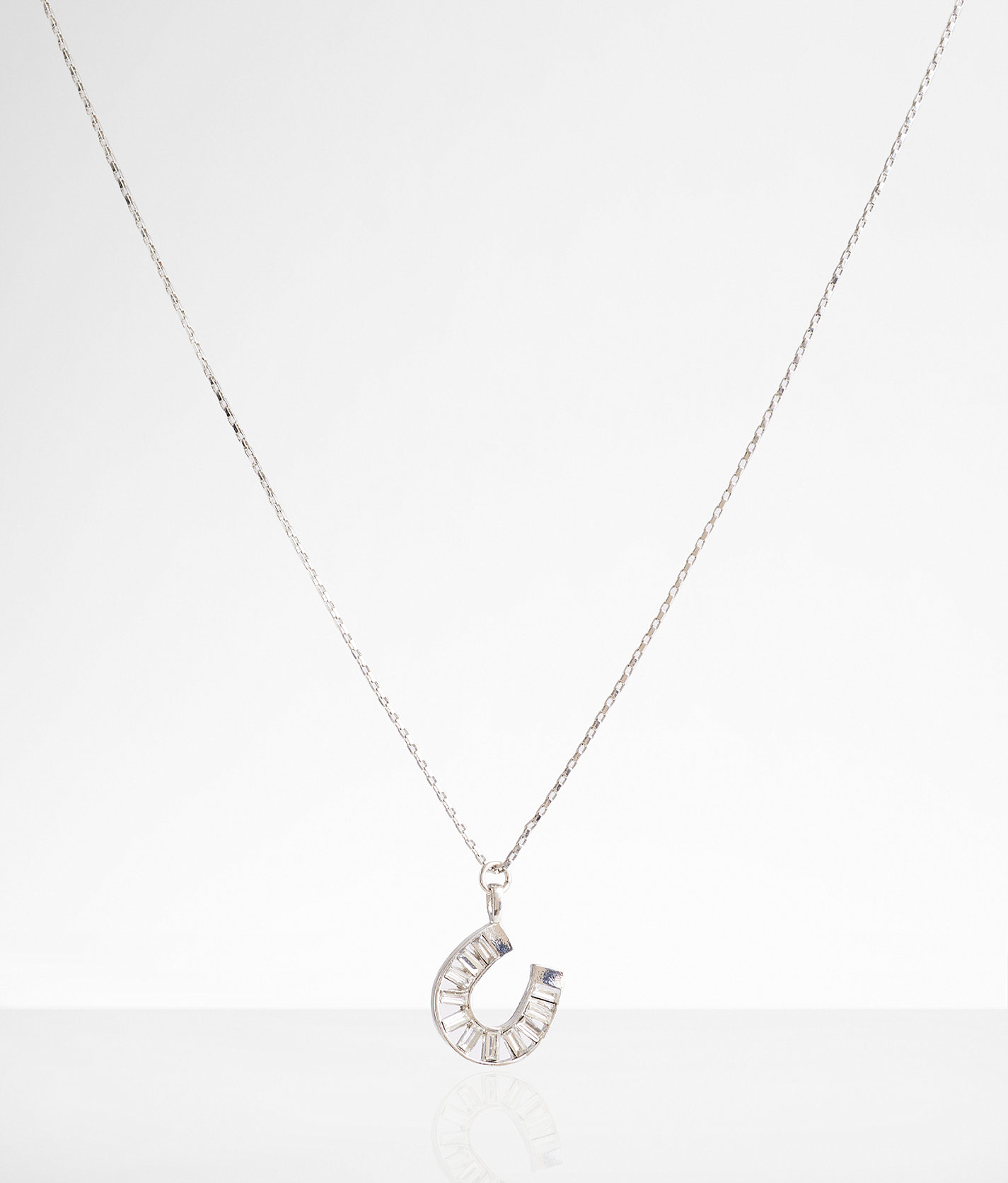 boutique by BKE Glitz Horseshoe Necklace - Women's Jewelry in Silver