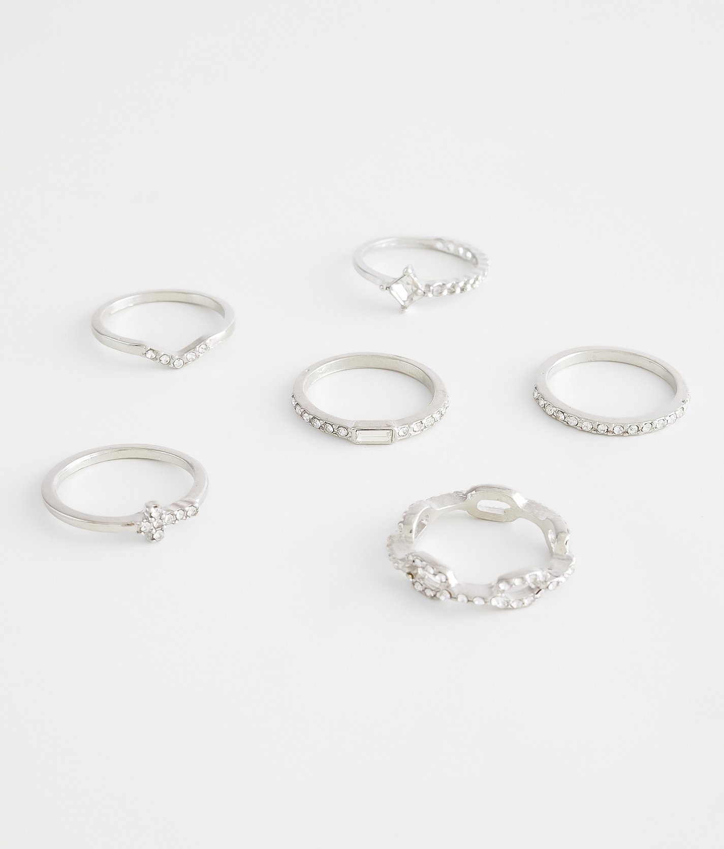 boutique by BKE 6 Pack Dainty Ring Set - Women's Jewelry in Silver