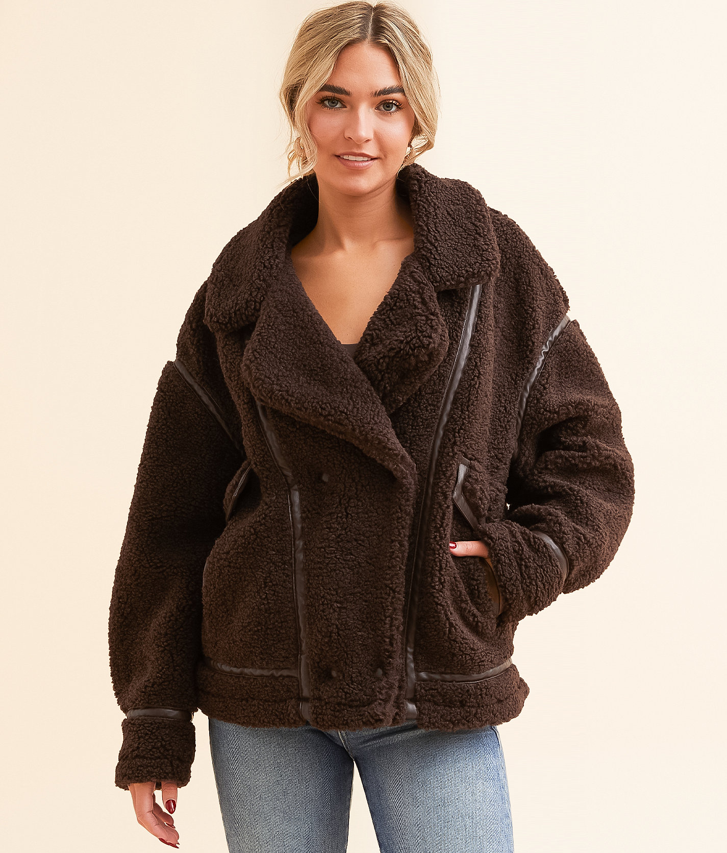 Z Supply Ari Sherpa Jacket - Women's Coats & Jackets in Dark Chocolate
