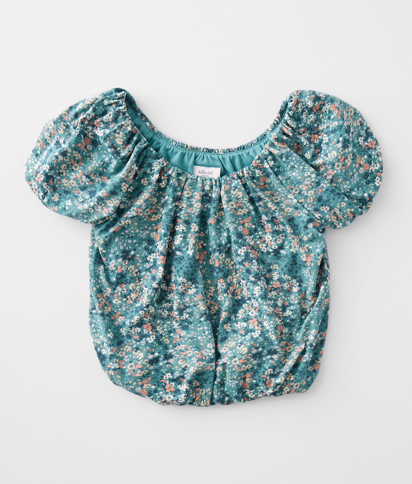 Girls - Willow & Root Floral Top - Girl's Shirts & Blouses in Green Clay Natural