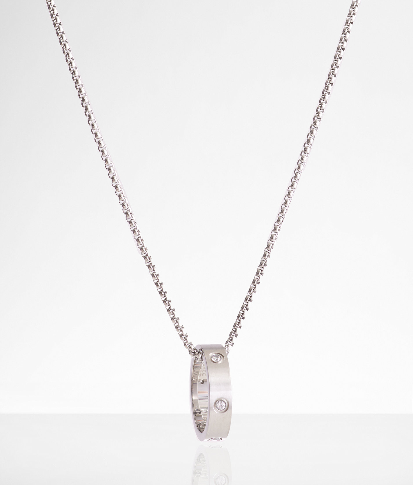 BKE Rhinestone Ring 23" Necklace - Men's Jewelry in Silver