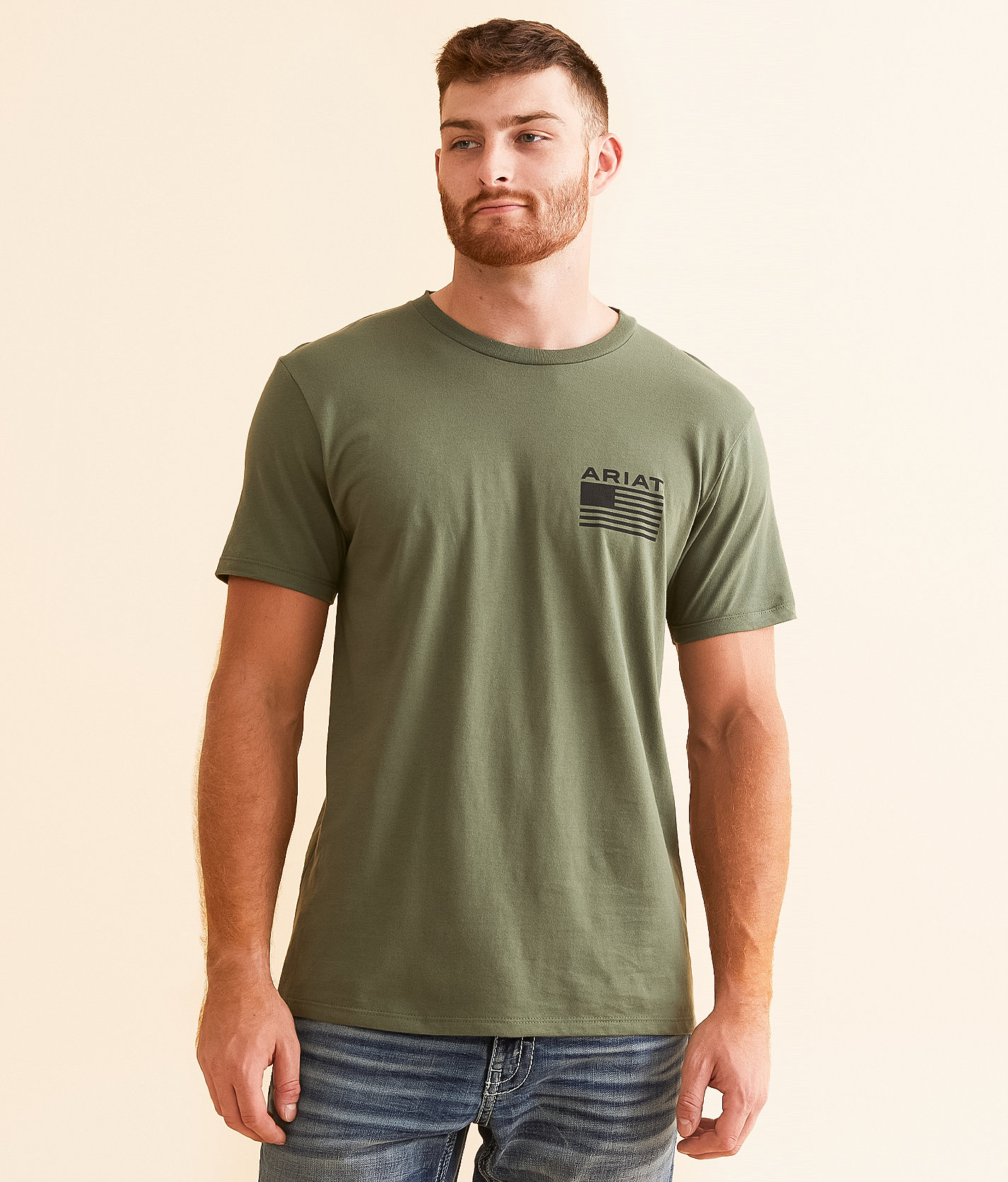 Ariat Barb Shield T-Shirt - Men's T-Shirts in Surplus Green