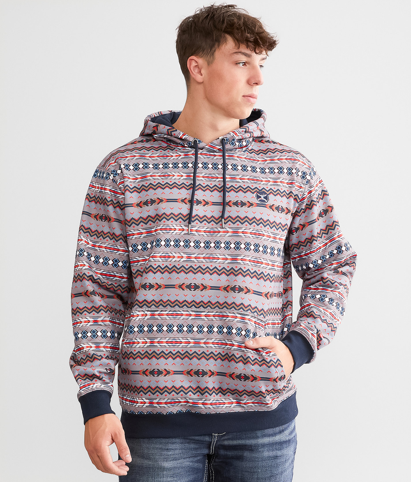 Hooey Mesa Hooded Sweatshirt - Men's Sweatshirts in Aztec Navy