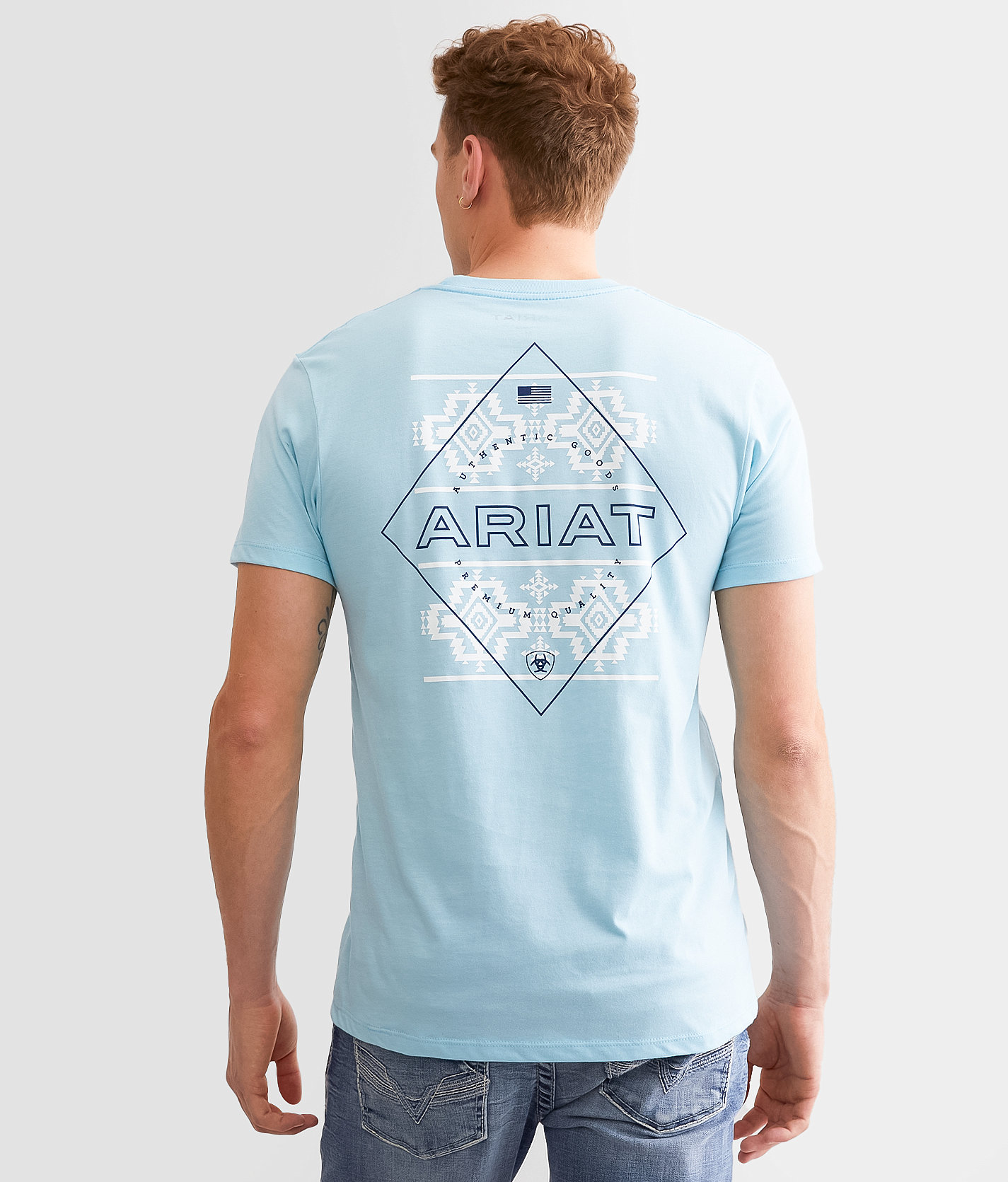 Ariat Diamond Doubler T-Shirt - Men's T-Shirts in Sky Blue Heather