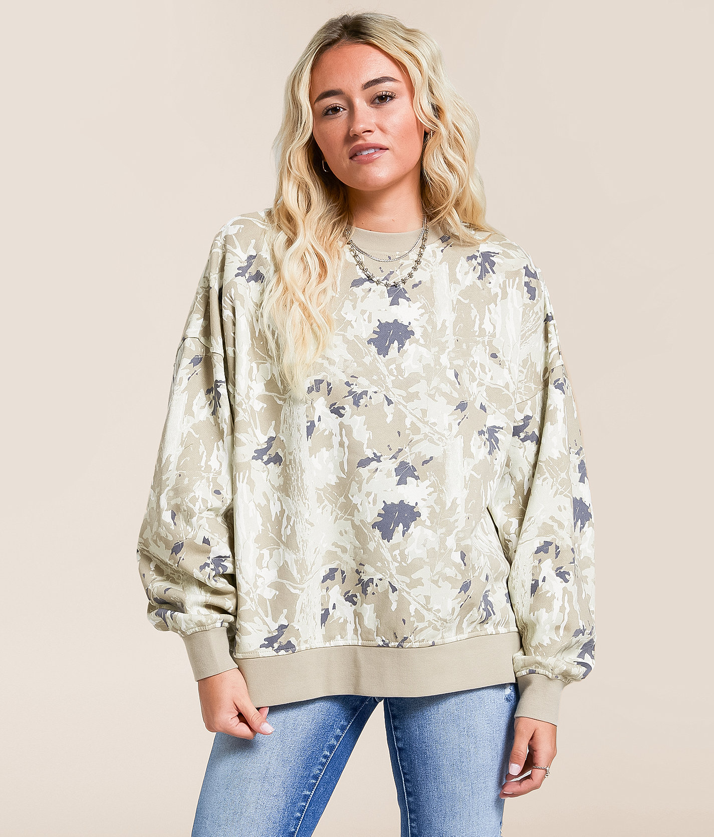 Gilded Intent Camo Oversized Pullover - Women's Sweatshirts in Camo