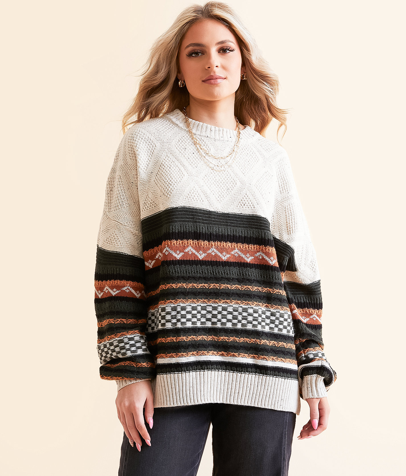 Gilded Intent Jacquard Oversized Sweater - Women's Sweaters in Multi
