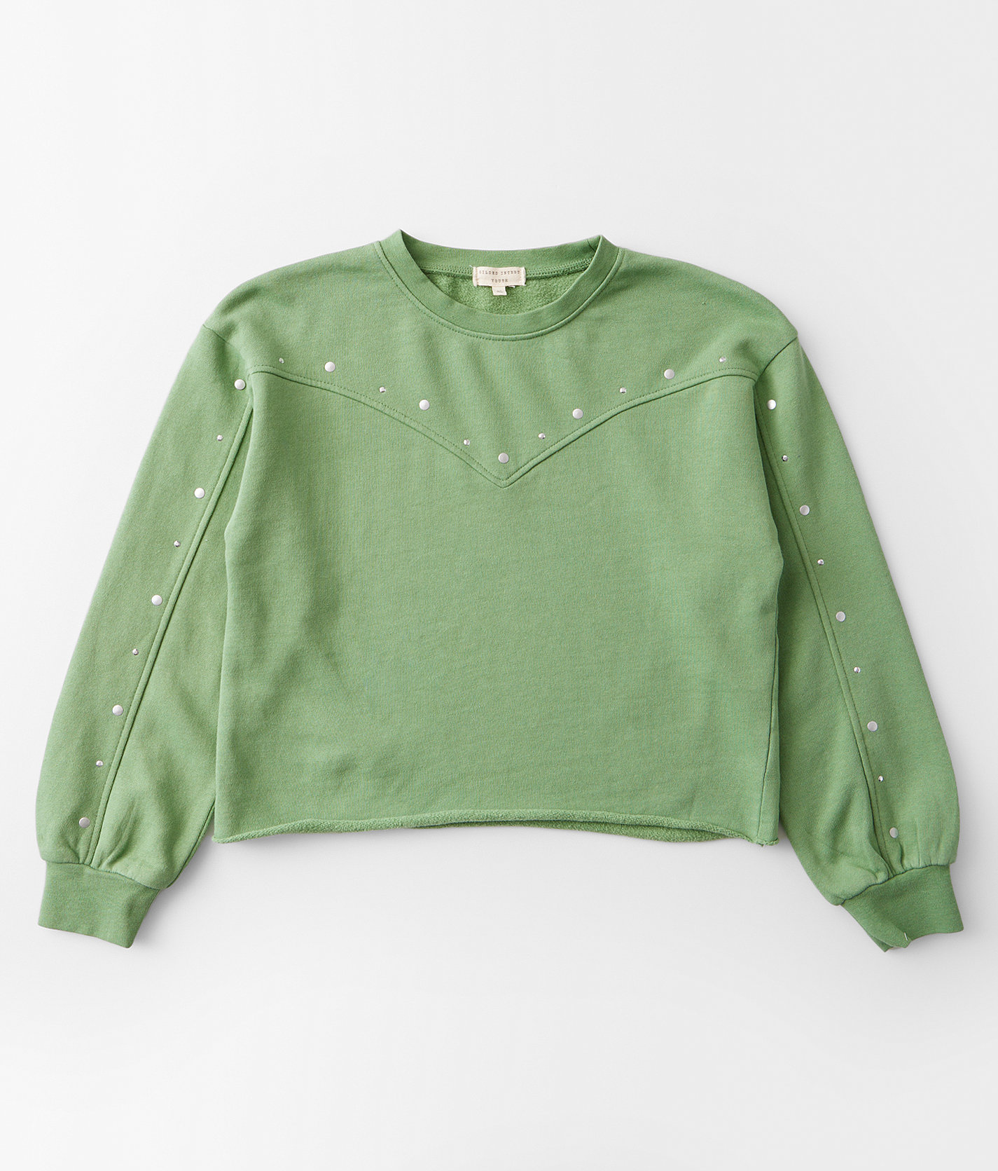 Girls - Gilded Intent Glitz Cropped Pullover - Girl's Sweatshirts in Shale Green