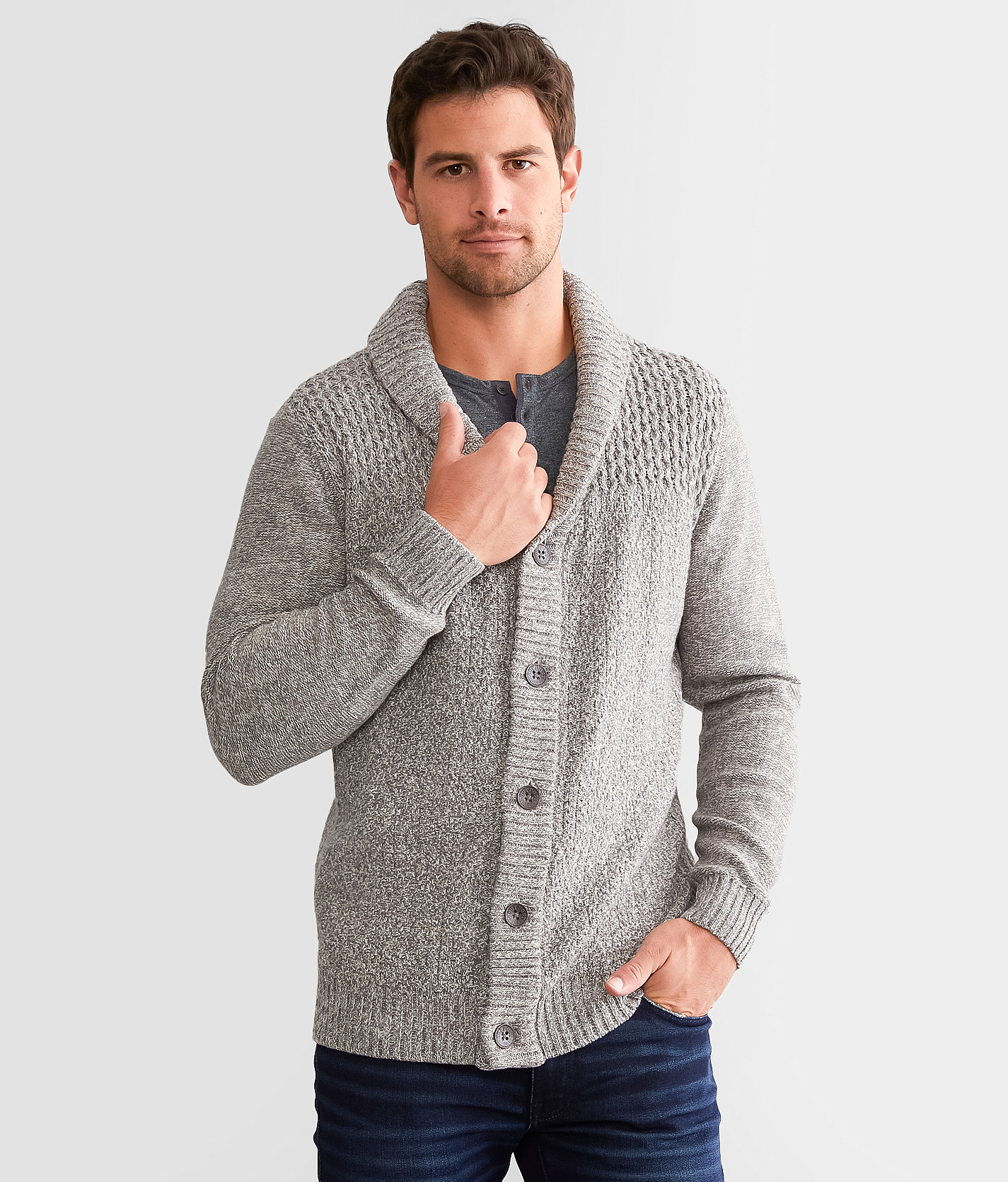 Outpost Makers Collared Cardigan Sweater - Men's Sweaters in Cream