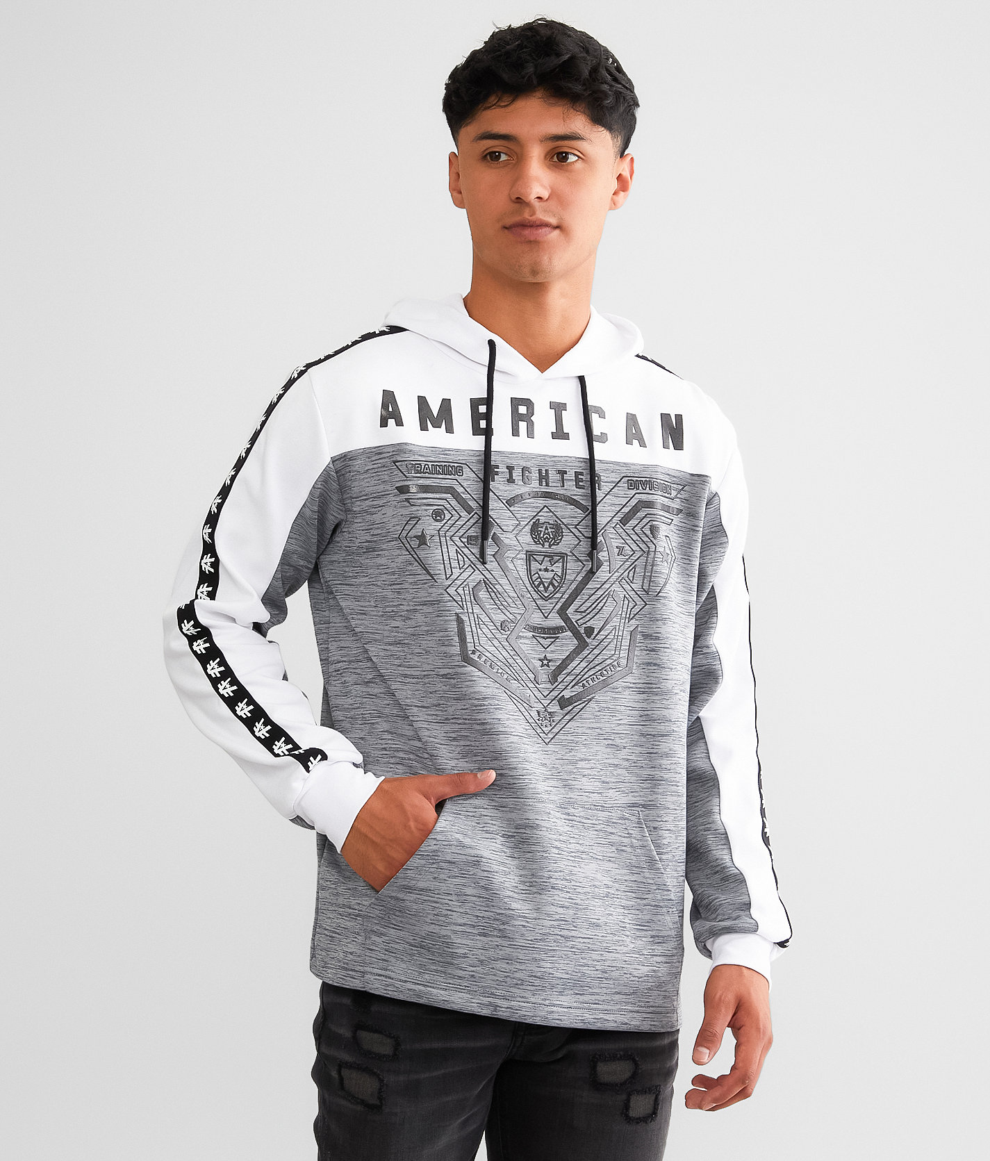 American Fighter Brimley Hooded Sweatshirt - Men's Sweatshirts in Heather Grey White