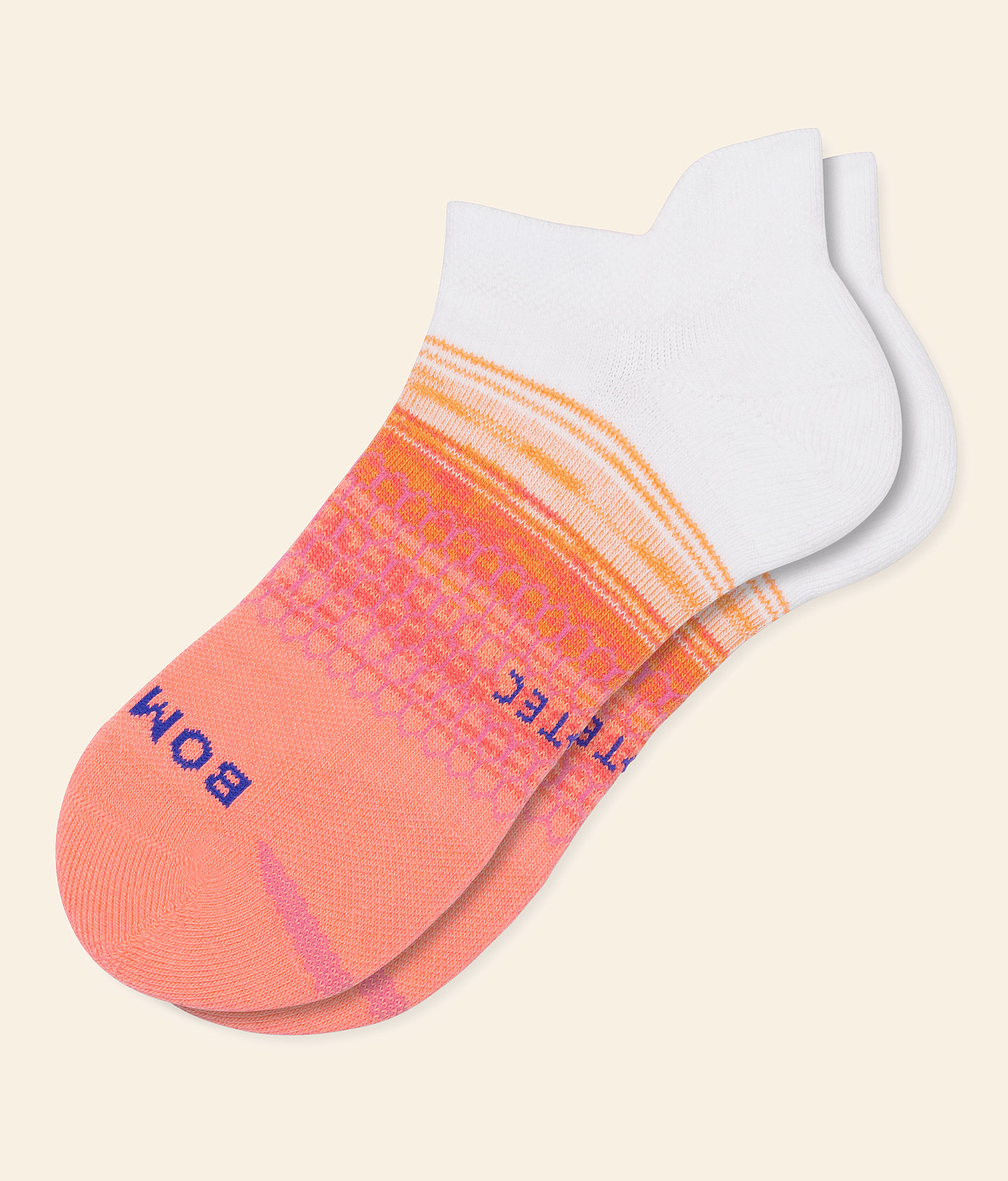 Bombas® Performance Running Ankle Socks - Women's Socks in White Neon Peach