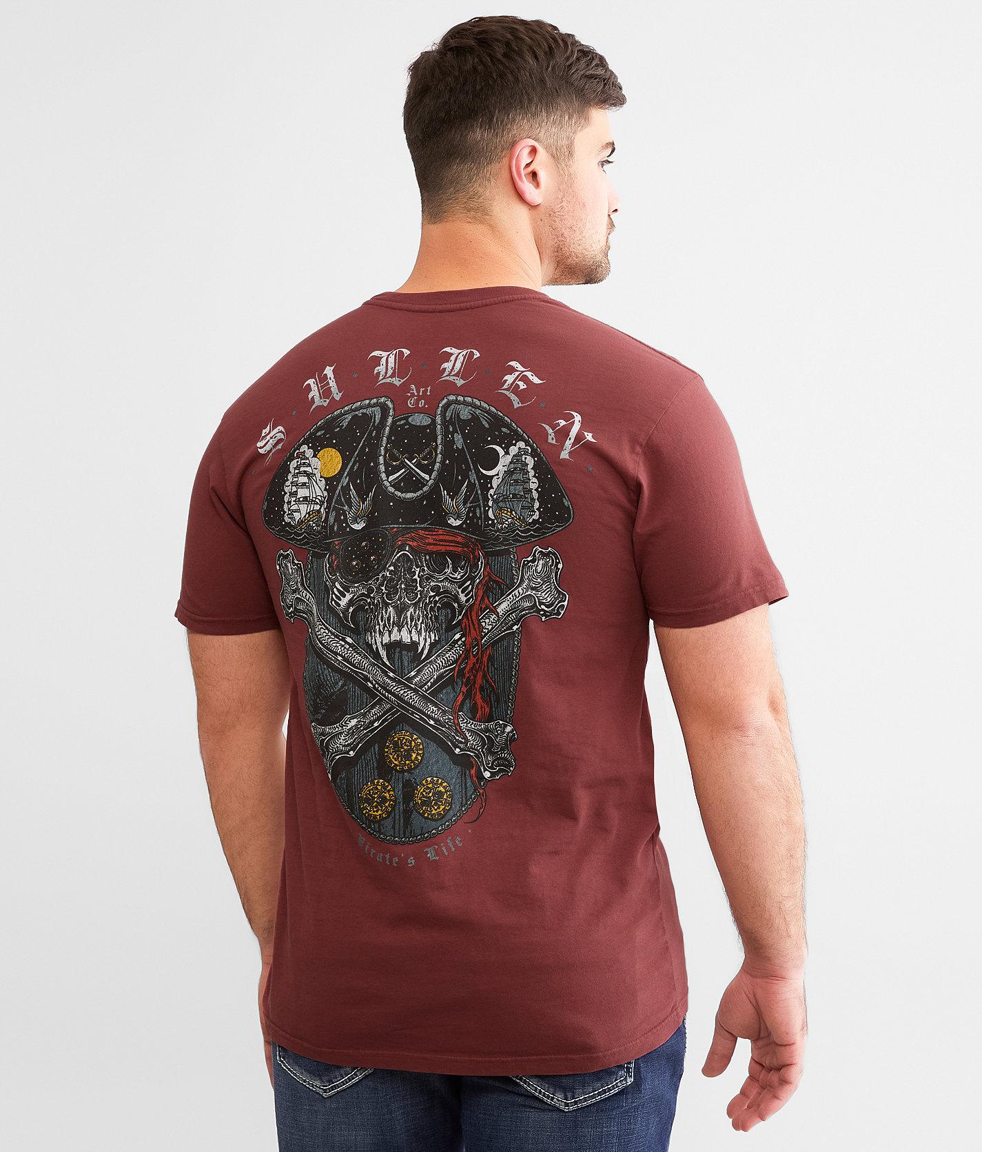 Sullen Pirate Badge T-Shirt - Men's T-Shirts in Rum Raisin