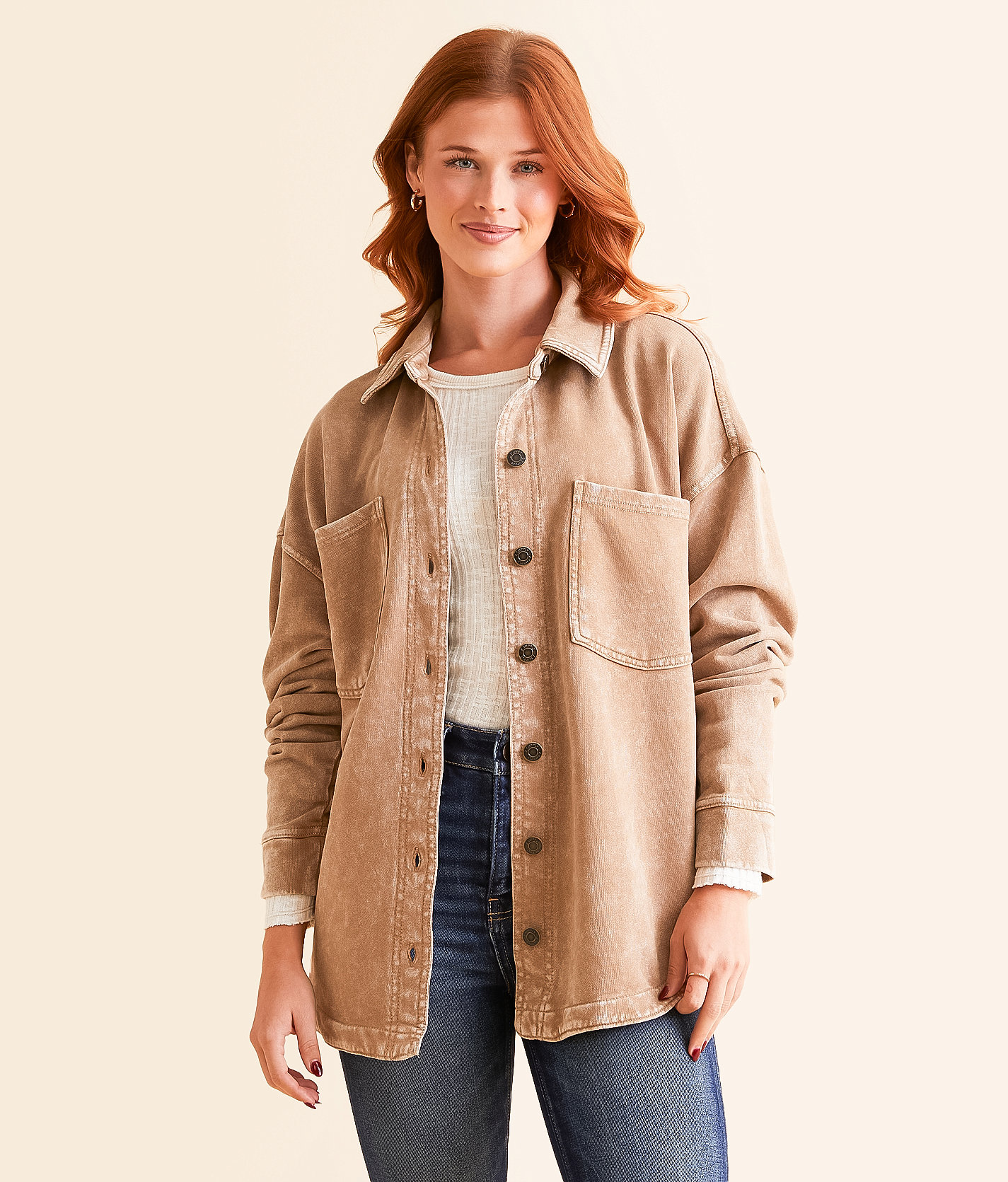 Z Supply All Day Washed Knit Shacket - Women's Coats & Jackets in Campfire