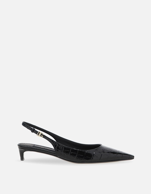 Mun Crocodile-Print Leather Slingback Pumps
