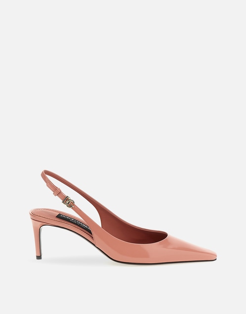 DG Calfskin Pointed-Toe Slingback Pumps