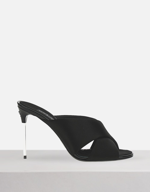 Satin High-Heeled Slippers