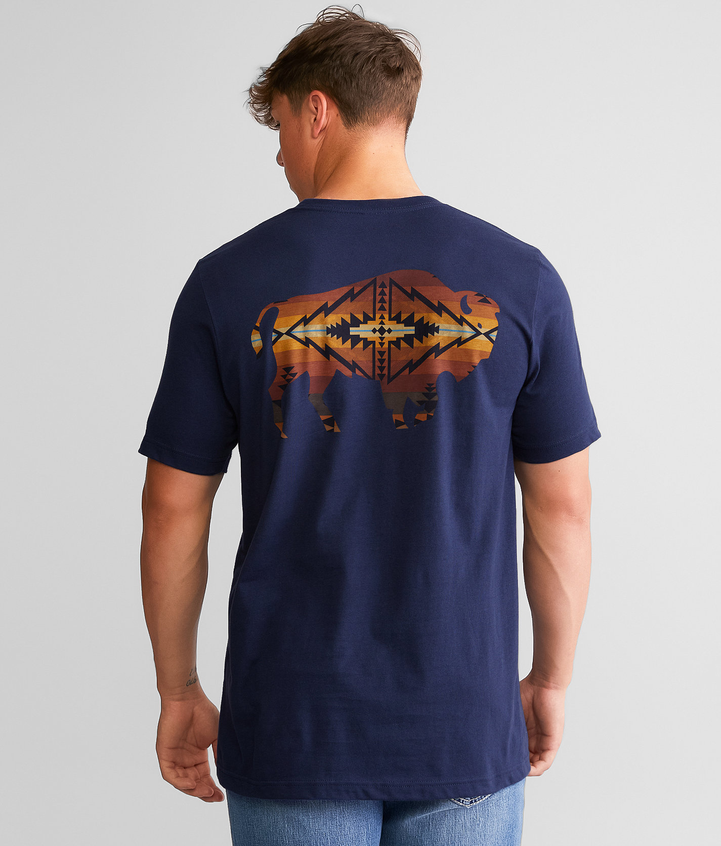 Pendleton Trapper Peak Buffalo T-Shirt - Men's T-Shirts in Navy Multi