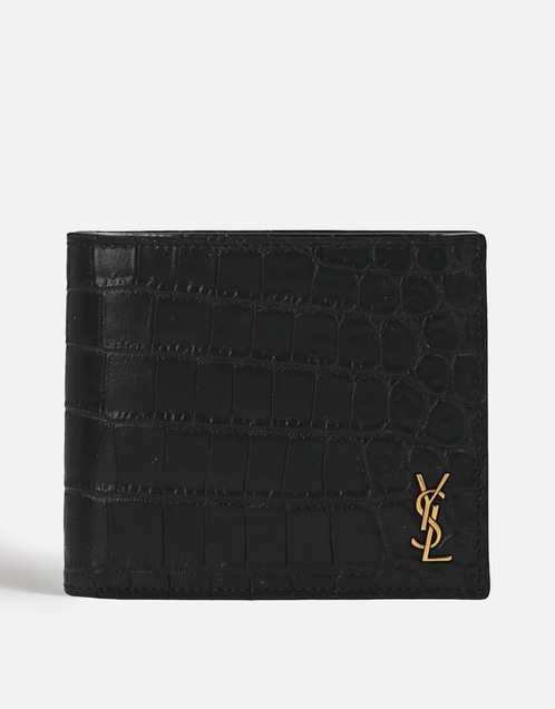Men's Tiny Cassandre East/West Calfskin Crocodile Bi-Fold Wallet