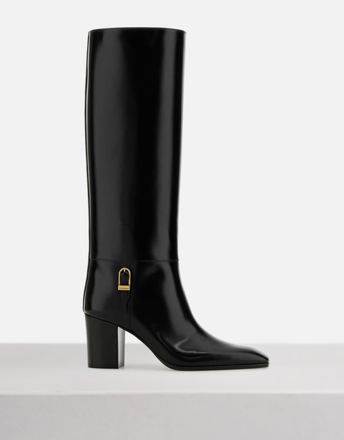 Julia Smooth Calfskin Knee-High High-Heeled Boots