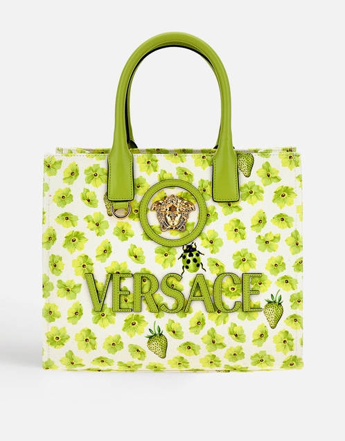 La Medusa Canvas Strawberry Garden Small Crossbody Tote Bag