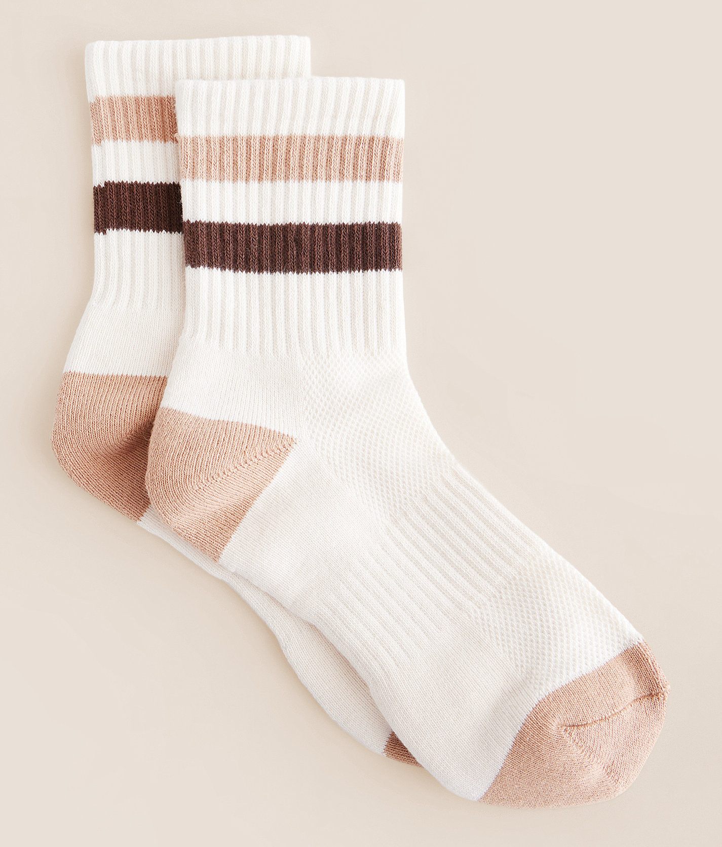 BKE Striped Ankle Socks - Women's Socks in Cream