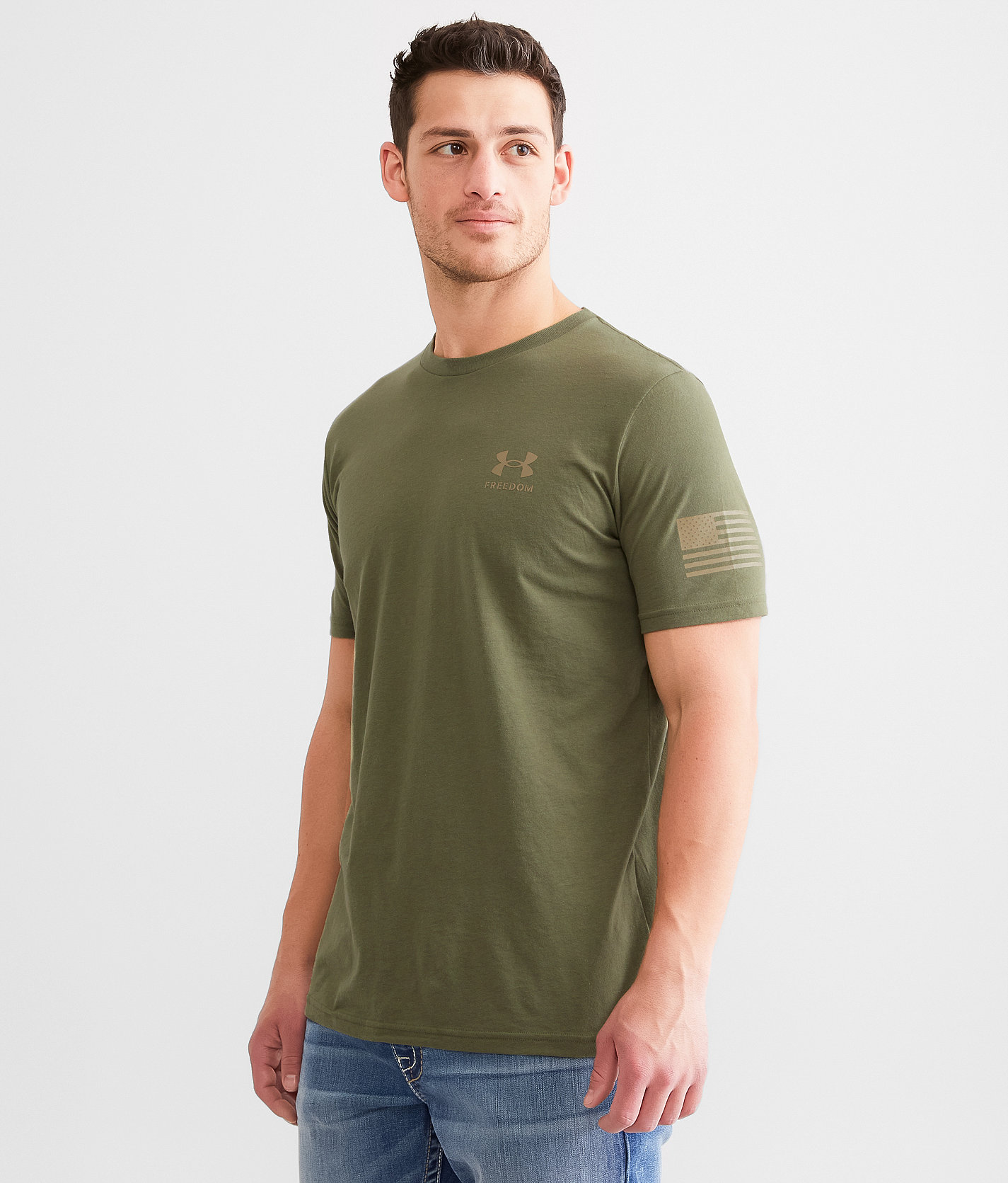 Under Armour® Freedom Flag T-Shirt - Men's T-Shirts in Narine OD Green Fed Tan