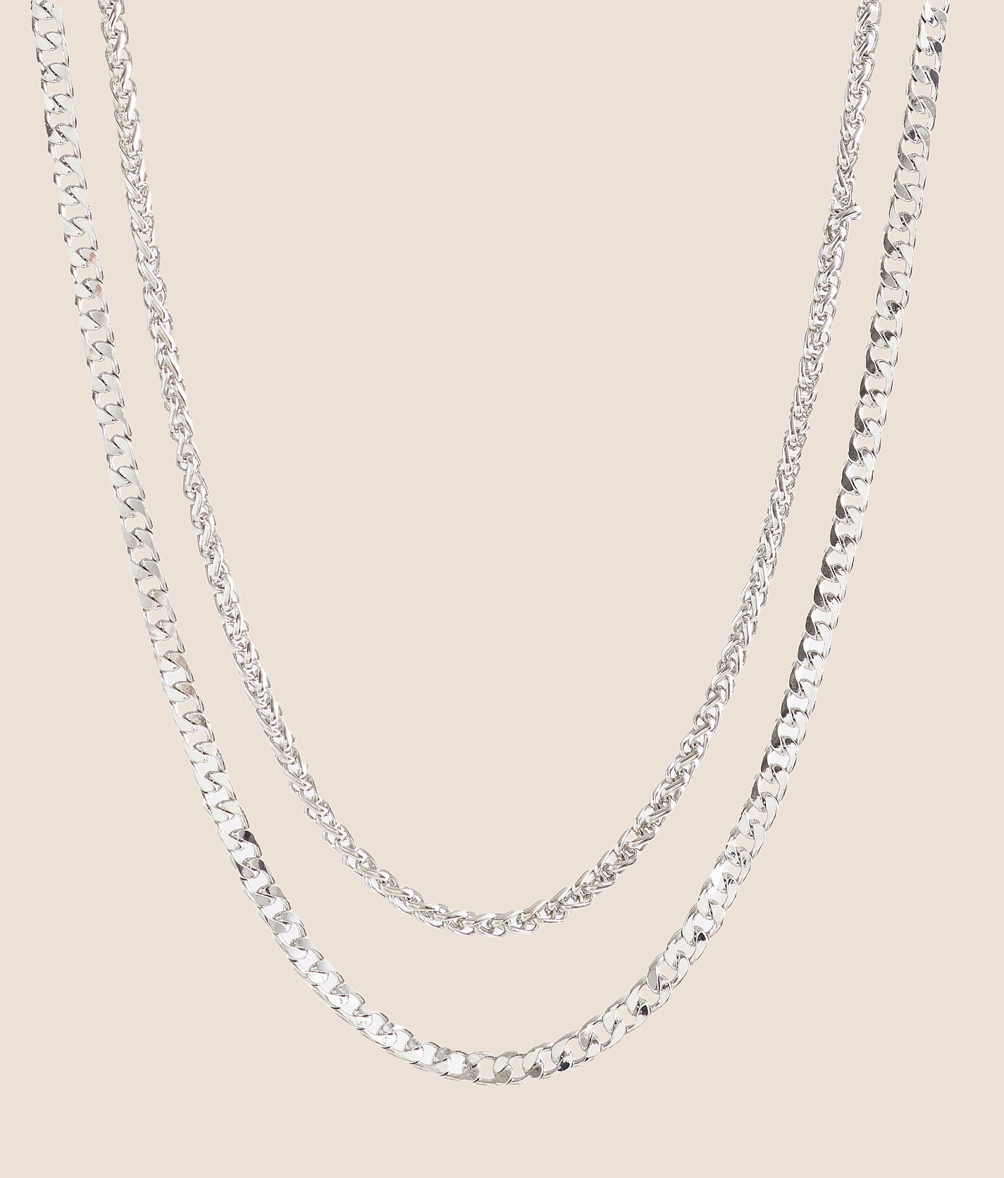 BKE 2 Pack 19" Necklace Set - Men's Jewelry in Silver