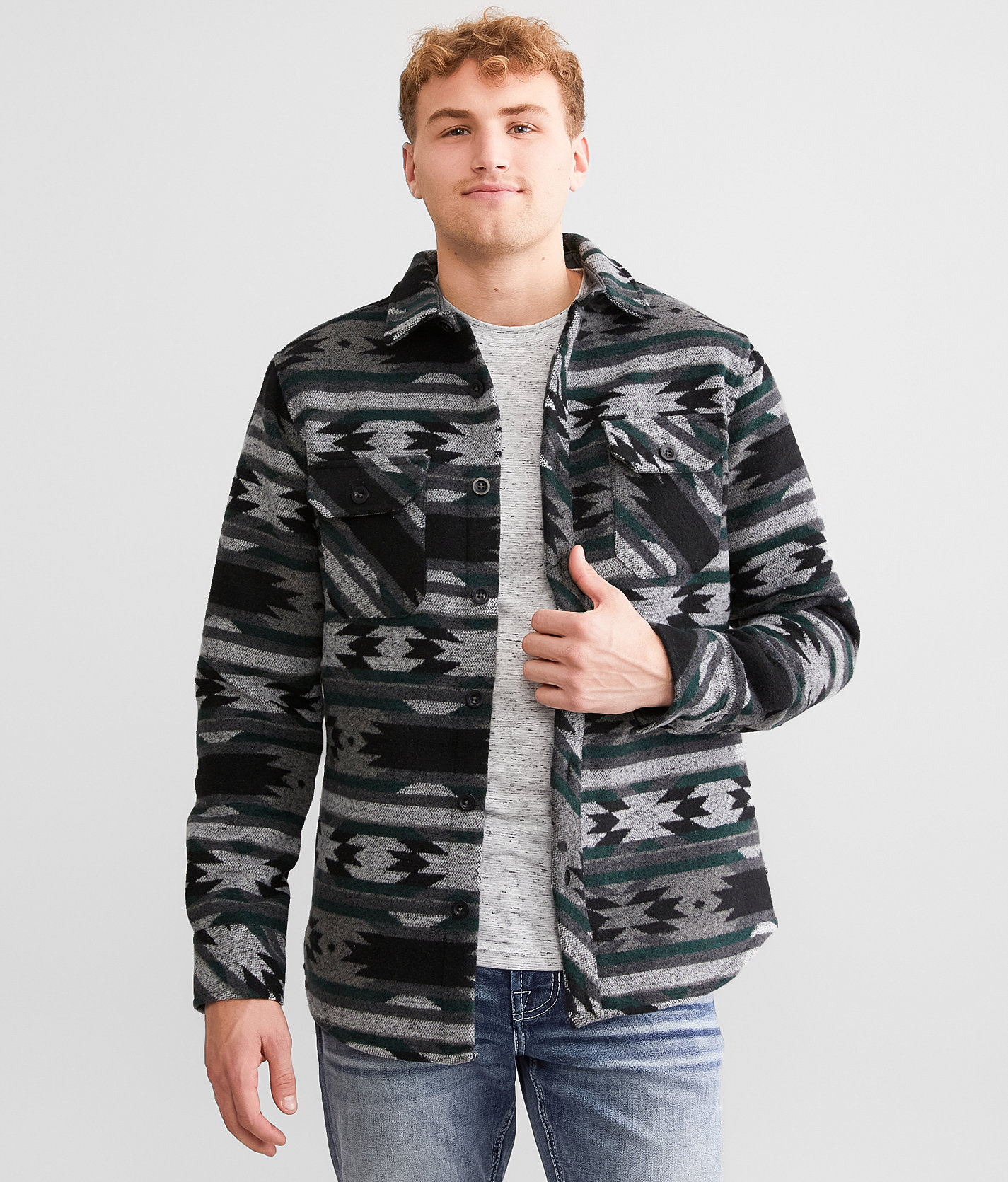 Departwest Brushed Shacket - Men's Coats & Jackets in Charcoal Grey Teal