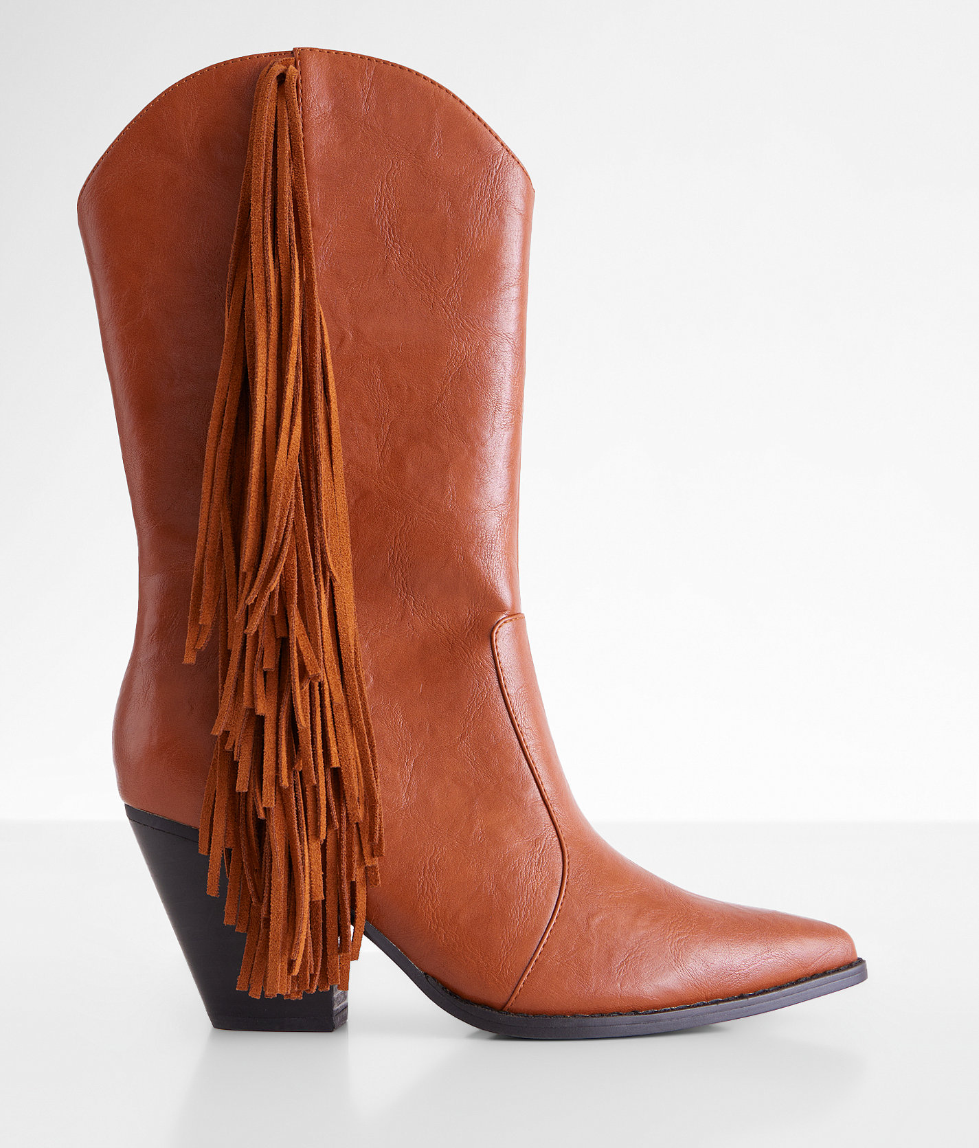 Beast Fashion Mckenna Fringe Western Boot - Women's Shoes in Cognac