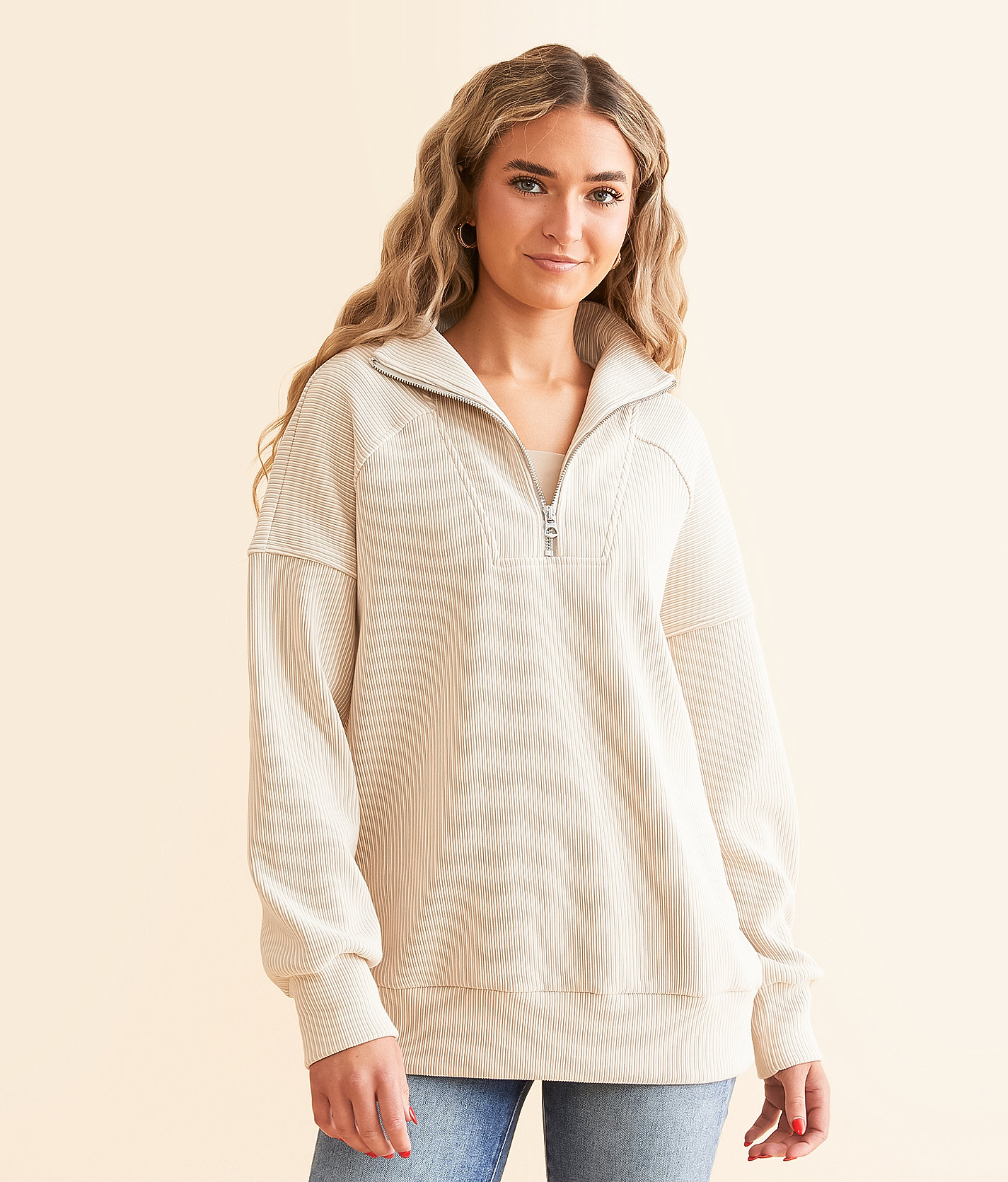 Varley Rhea Half Zip Pullover - Women's Sweatshirts in Chateau Grey White Cap