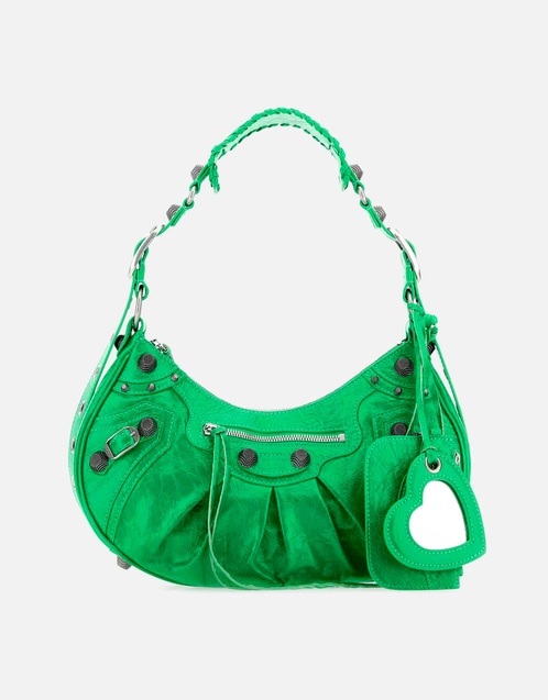 Green Nappa Leather Le Cagole S Shoulder Bag