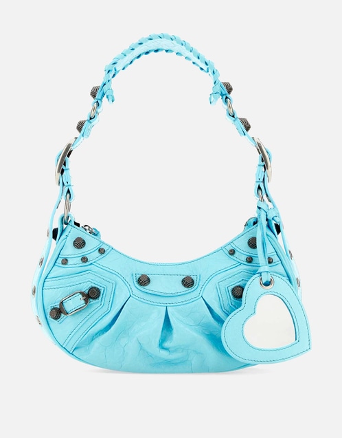 Light Blue Nappa Leather Le Cagole XS Shoulder Bag