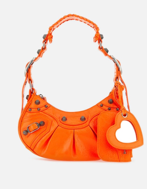 Fluo Orange Nappa Leather Le Cagole XS Shoulder Bag