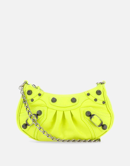 Fluo Yellow Leather Le Cagole Mini Handbag