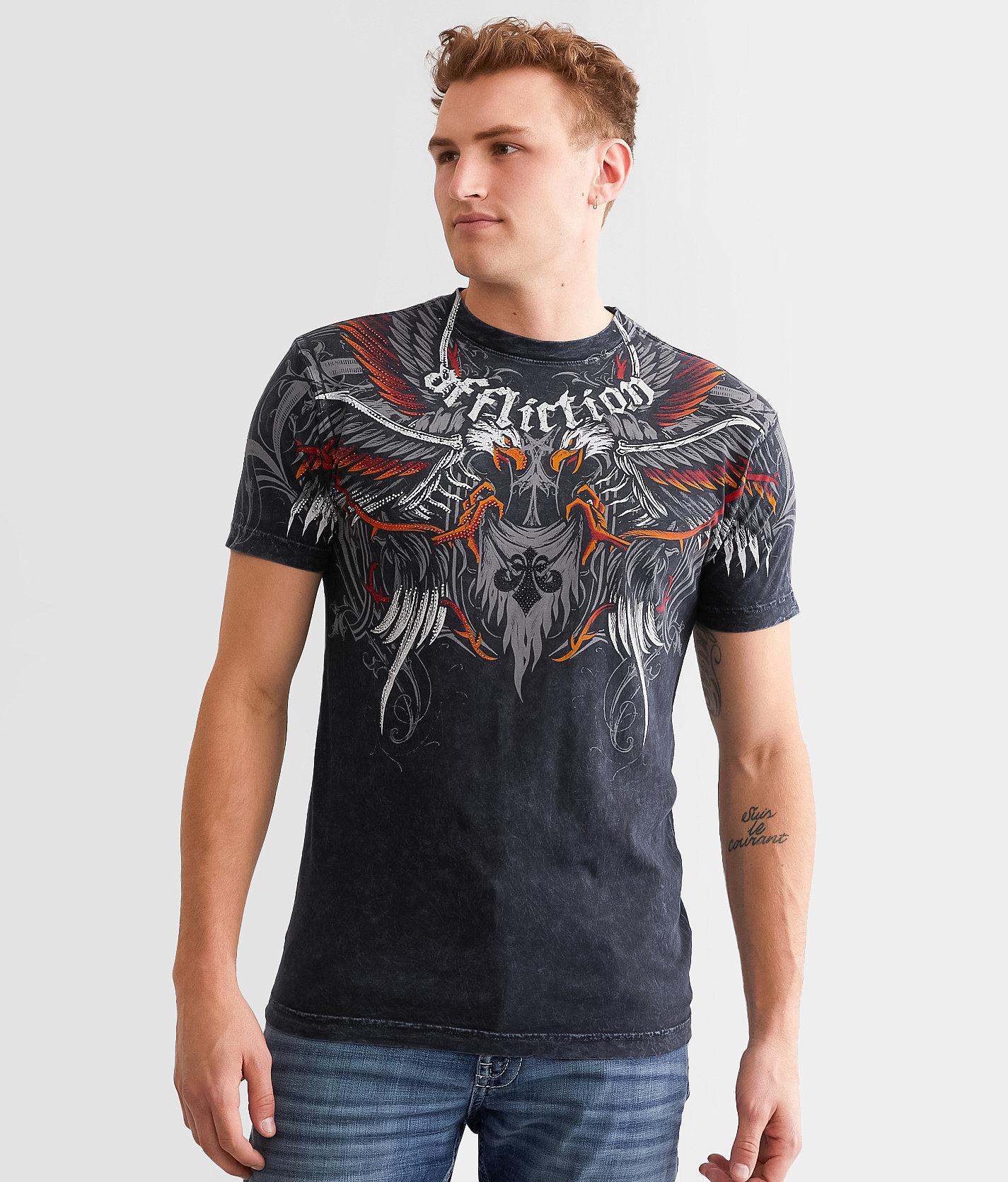 Affliction Protector T-Shirt - Men's T-Shirts in Black Lava Wash