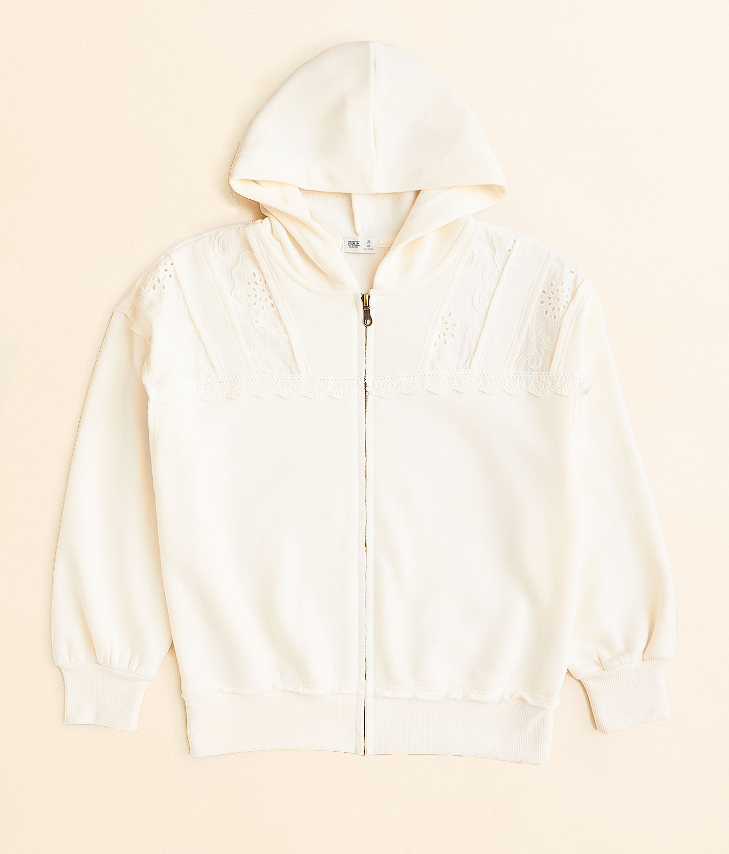 Girls - BKE Lace Trim Hoodie - Girl's Sweatshirts in Gardenia