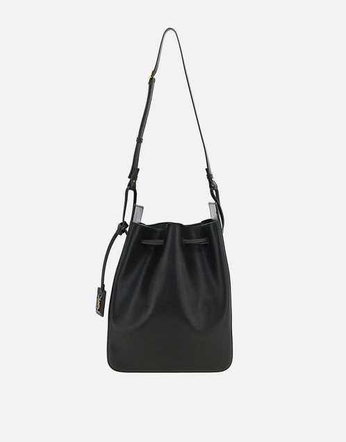 Large Calfskin Leather Crossbody Bucket Bag