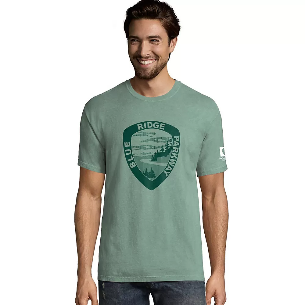 Hanes Mens ComfortWash Blue Ridge Parkway National Park Short Sleeve Tee