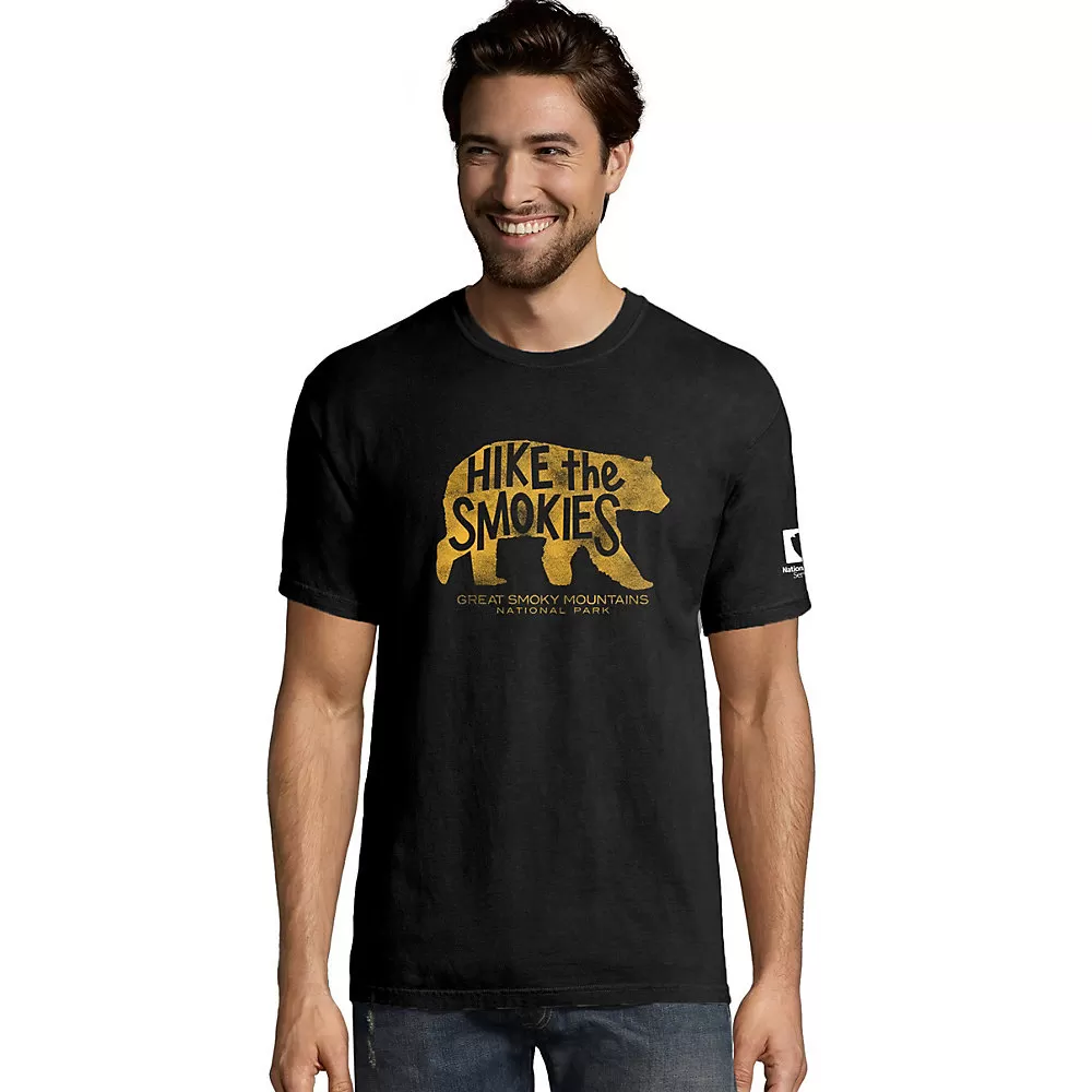 Hanes Mens ComfortWash Hike The Smokies National Park Short Sleeve Tee