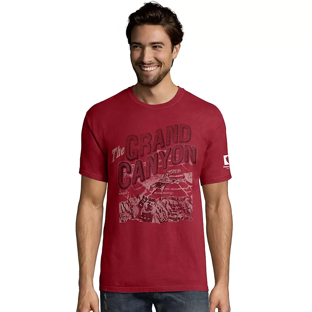Hanes Mens ComfortWash Grand Canyon Postcard National Park Short Sleeve Tee