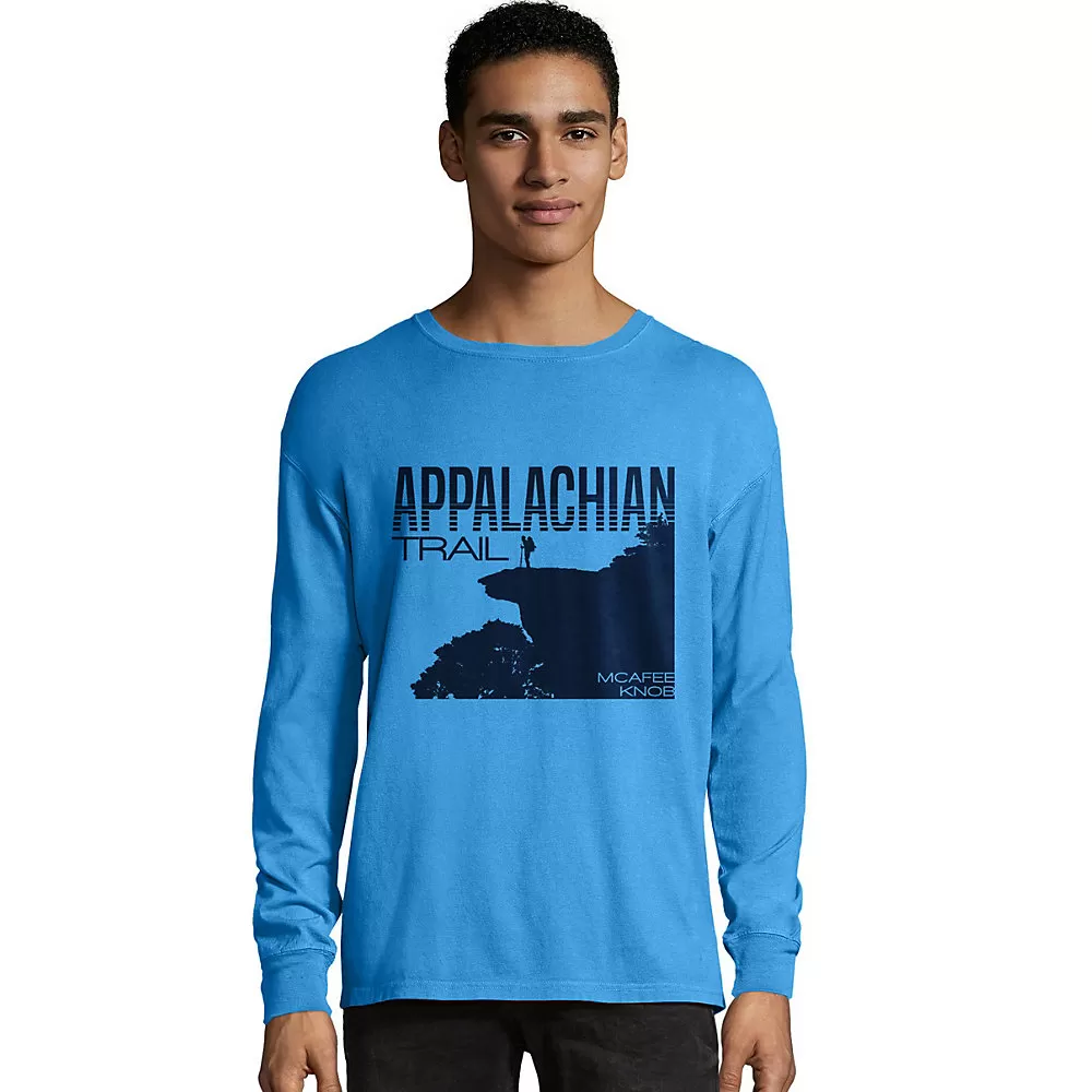 Hanes Mens ComfortWash Appalachian Trail McAfee Knob Long Sleeve Tee