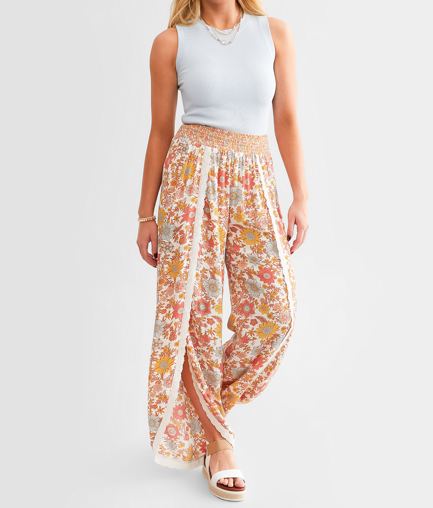 Daytrip Floral Split Beach Pant - Women's Pants in Ivory