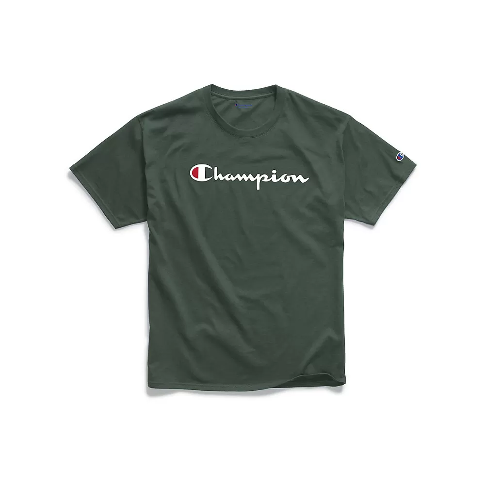 Champion Mens Classic Jersey Tee, Script Logo