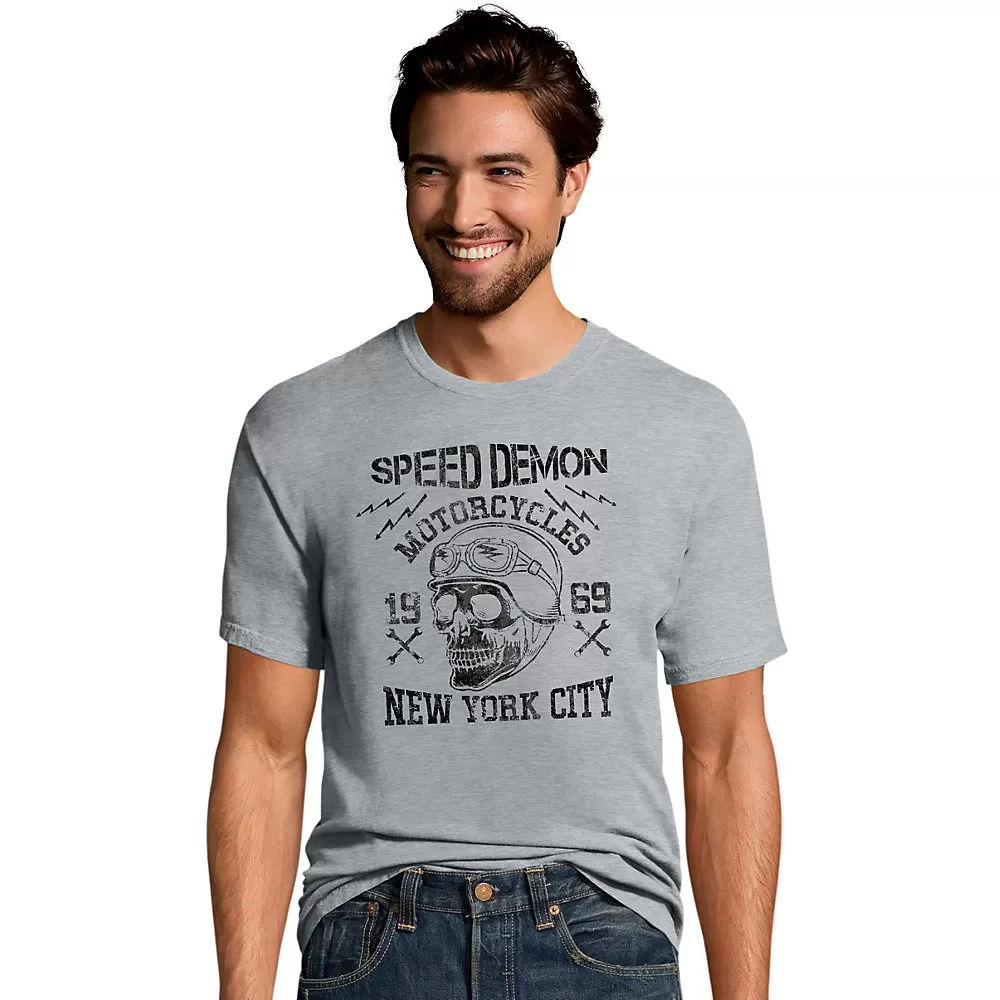 Hanes Mens Speed Demon Motorcycles Graphic Tee