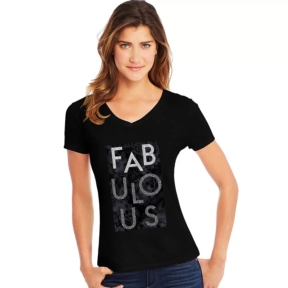 Hanes Womens Fabulous Short Sleeve V-Neck Tee