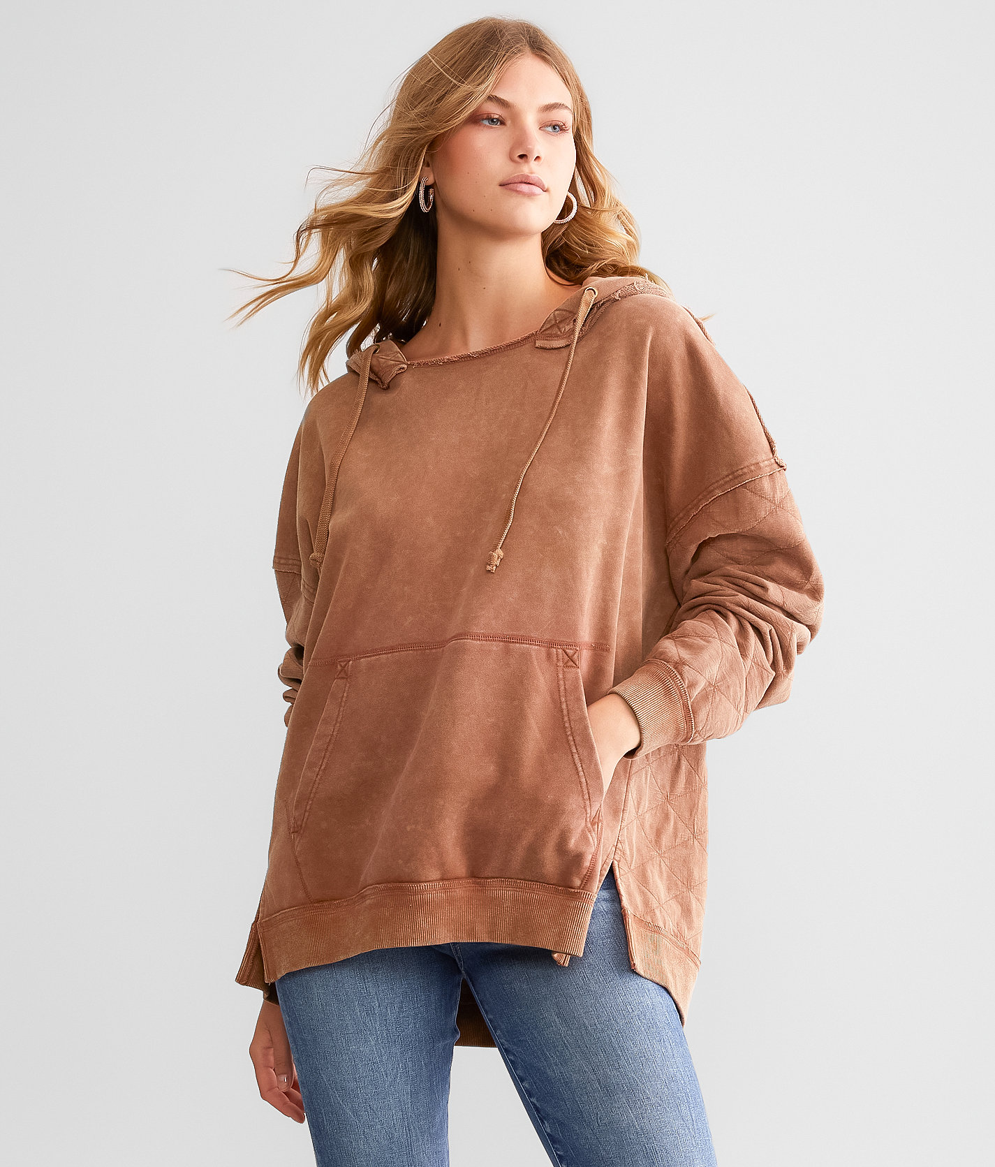 BKE Raw Edge Hooded Sweatshirt - Women's Sweatshirts in Russet