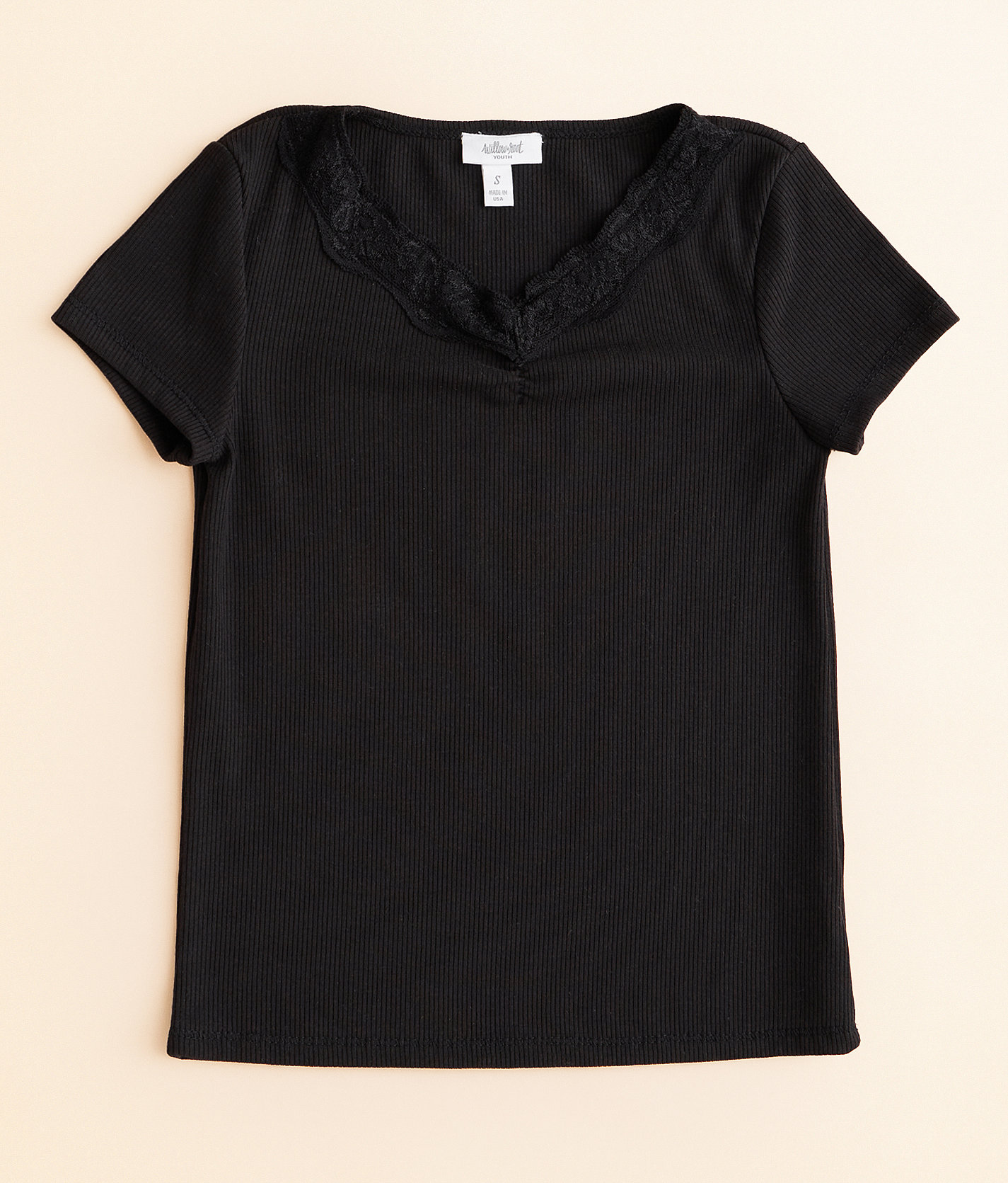 Girls - Willow & Root Lace Trim Top - Girl's Shirts & Blouses in Black